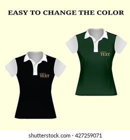 Colorful Woman T-shirts with sample text space. Vector.