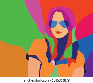 Colorful woman vector graphic Trending graphic illustration