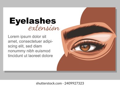 Colorful women's eyes with makeup. Eye makeup closeup.  Beauty Salon Social media design layout template. Beauty Salon Banner template. Hand-Drawn vector illustration female eyes set. 