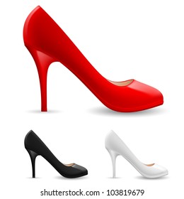 Colorful Womens Shoes. Illustration On White Background