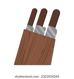 Colorful wood knife block illustration.