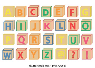 Colorful wooden blocks alphabet for education