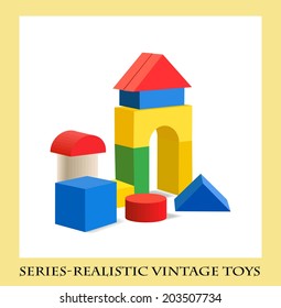 Colorful wooden blocks toy  , Series-Realistic vintage toys