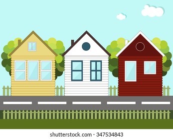 Colorful Wooden Houses. Neighbors.