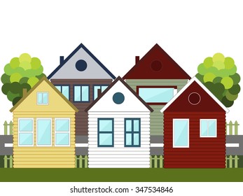Colorful Wooden Houses. Neighbors.