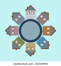 Colorful Wooden Houses, Properties, Real Estate Concept