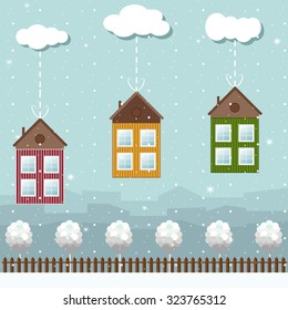 Colorful Wooden Houses For Sale, Real Estate, Christmas Gifts