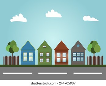 Colorful Wooden Houses, Think Green Concept