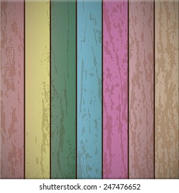 Colorful wooden plank texture, vector background illustration