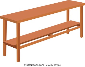 Colorful Wooden stall bench vector illustration.Bench with no people isolated on white background