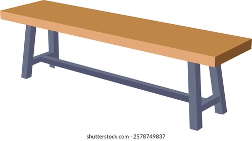 Colorful Wooden stall bench vector illustration.Bench with no people isolated on white background