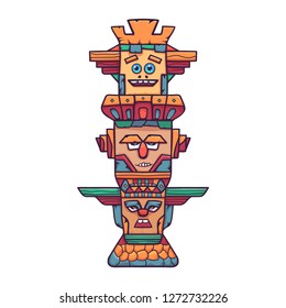 Colorful wooden totem pole