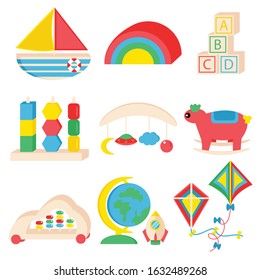 Colorful wooden toy flat vector