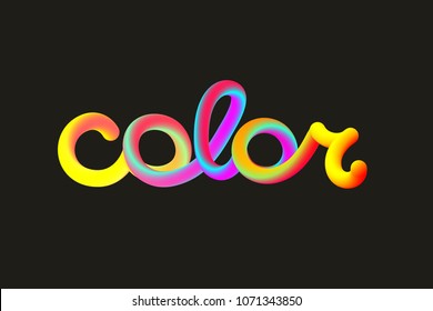 Colorful word color, lettering, paint, art, artist, print. Vector illustration