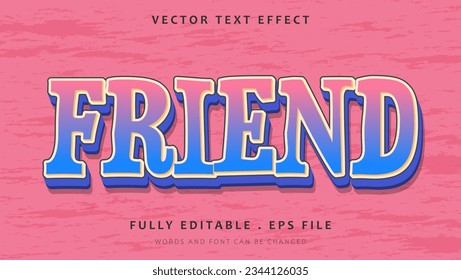 Colorful Word Friend Editable Text Effect Design Template. Effect Saved In Graphic Style