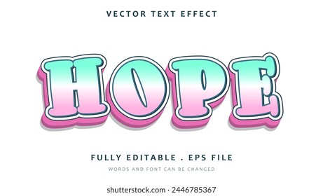 Colorful Word Hope Editable Text Effect Design . Effect Saved In Graphic Style