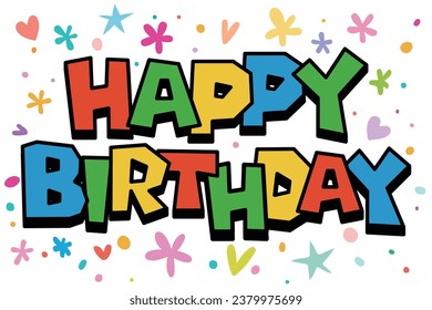 Colorful words  HAPPY BIRTHDAY, vector illustration