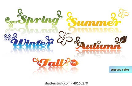 Colorful words - Spring, Summer, Autumn, Fall, Winter