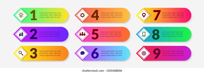 Colorful workflow infographic elements, Business process with multiple step segment