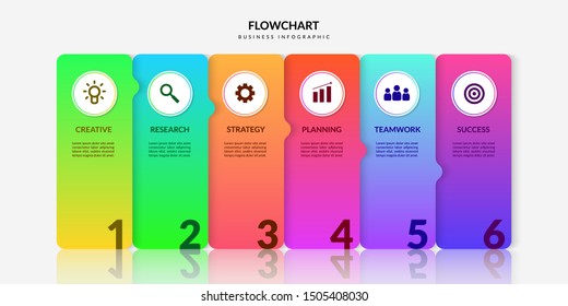 Colorful workflow infographic elements, Business process chart graphic with multiple step segment
