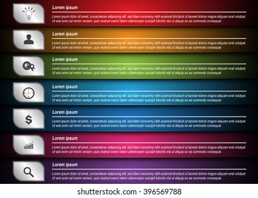 Colorful Workflow Layout & 7 Step Process Diagram. Speech Bubbles Design, Icon and Text Information. Vector Illustration.