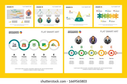 Colorful workflow or strategy concept infographic charts set. Business design elements for presentation slide templates. Can be used for financial report, workflow layout and brochure design.