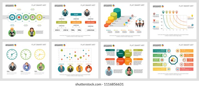 Colorful workflow or teamwork concept infographic charts set. Business design elements for presentation slide templates. Can be used for annual report, advertising, flyer layout and banner design.