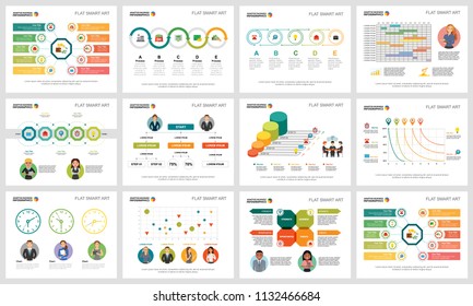 Colorful workflow or teamwork concept infographic charts set. Business design elements for presentation slide templates. Can be used for annual report, advertising, flyer layout and banner design.