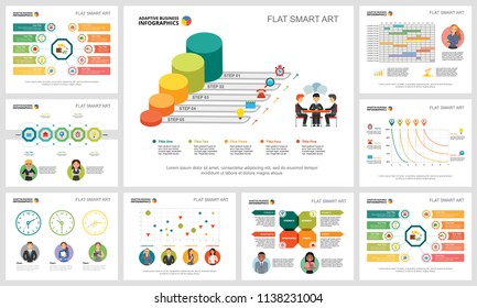 Colorful workflow or teamwork concept infographic charts set. Business design elements for presentation slide templates. Can be used for annual report, advertising, flyer layout and banner design.
