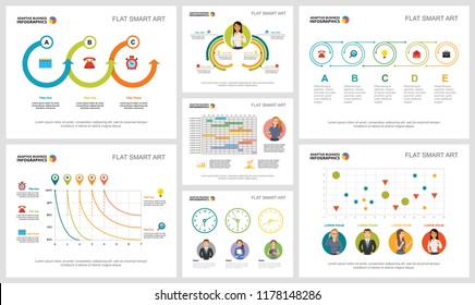 Colorful workflow or teamwork concept infographic charts set. Business design elements for presentation slide templates. Can be used for annual report, advertising, flyer layout and banner design.