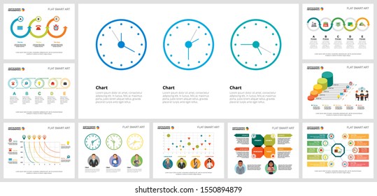 Colorful workflow or teamwork concept infographic charts set. Business design elements for presentation slide templates. Can be used for annual report, advertising, flyer layout and banner design.