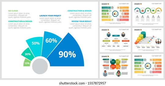 Colorful workflow or teamwork concept infographic charts set. Business design elements for presentation slide templates. Can be used for annual report, advertising, flyer layout and banner design.