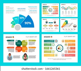 Colorful workflow or teamwork concept infographic charts set. Business design elements for presentation slide templates. Can be used for annual report, advertising, flyer layout and banner design.
