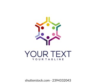 Colorful world community logo, team work logo, world logo, save world logo design vector template