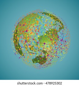 Colorful world with connections, vector illustration