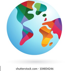 Colorful world, Earth icon, vector illustration