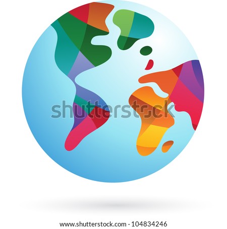 Colorful world, Earth icon, vector illustration