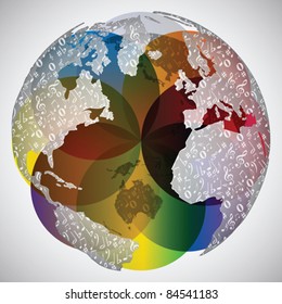 colorful world globe with musical notes on it