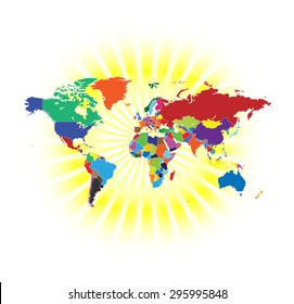 Colorful World Map Background (Vector Illustration - Countries Separable by borders)