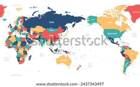 Colorful world map complete with all countries names, world map wallpaper, Education map, illustration background