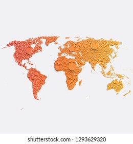 Colorful world map made by balls and lines, vector illustration
