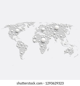 Colorful world map made by balls and lines, vector illustration