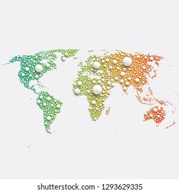 Colorful world map made by balls and lines, vector illustration
