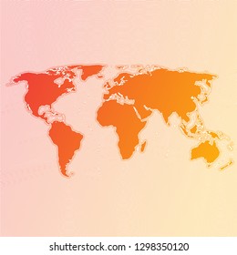 Colorful world map made by balls and lines, vector illustration