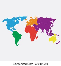 Colorful world map made by circles, vector illustration
