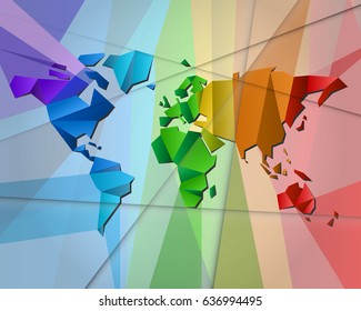 colorful world map, rectangle abstract modern concept
