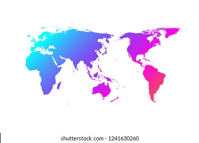 Colorful world map vector gradient design, Asia in center.