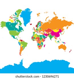 Colorful World Map. Vector illustration for quardic formats.