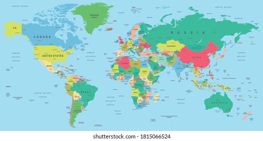 colorful world map vector illustration