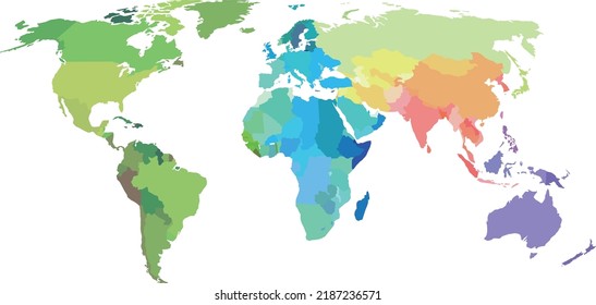 A colorful world map.Vector map on white background.
